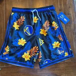 NBA Floral Swingman Shorts in Black, Blue & Yellow